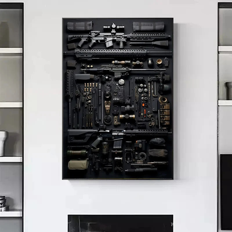 Gun Accessories Posters Wall Art Canvas Painting and Prints Pictures Ak-47 Automatic Rifle Interior for Room Home Decor Gifts BLACKBEARD OUTDOOR INDUSTRIES