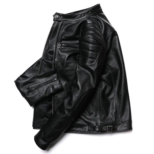 Blouson Homme Moto Classique en Cuir Véritable - BLACKBEARD OUTDOOR INDUSTRIES
