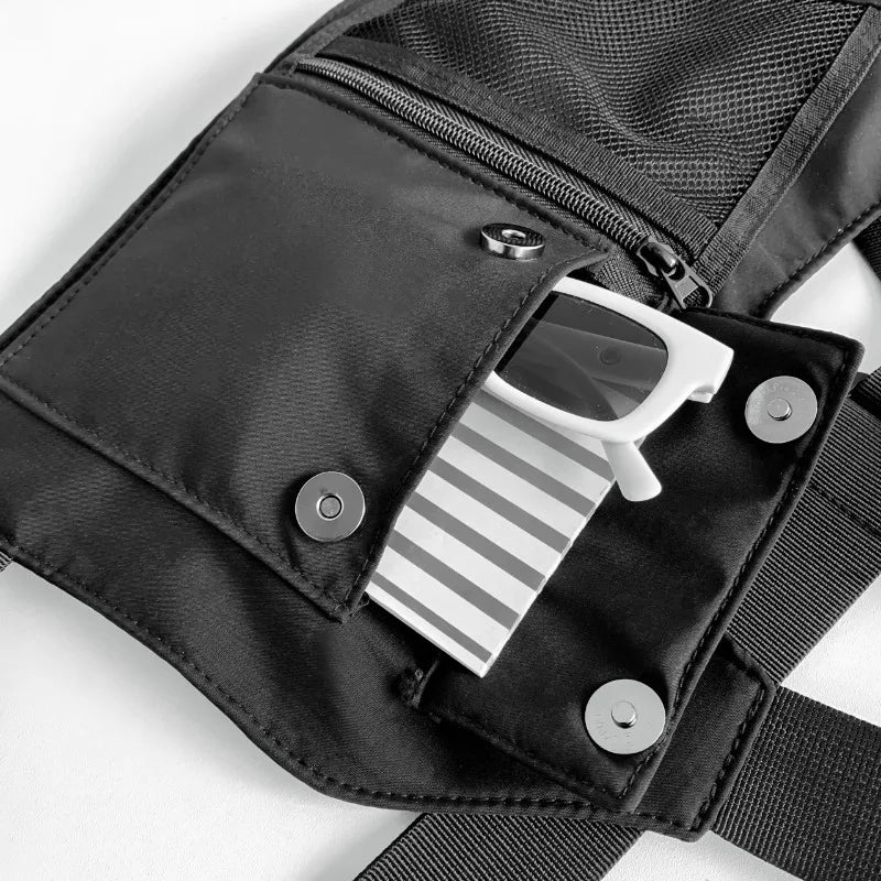 Sacoche de poitrine unisexe en nylon avec poche téléphone