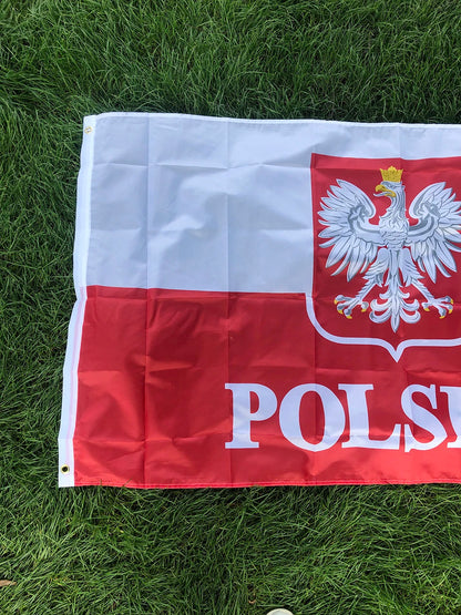 Drapeau de la République de Pologne – Aigle Polonais – 90x150 cm – Drapeau National Blanc et Rouge BLACKBEARD OUTDOOR INDUSTRIES