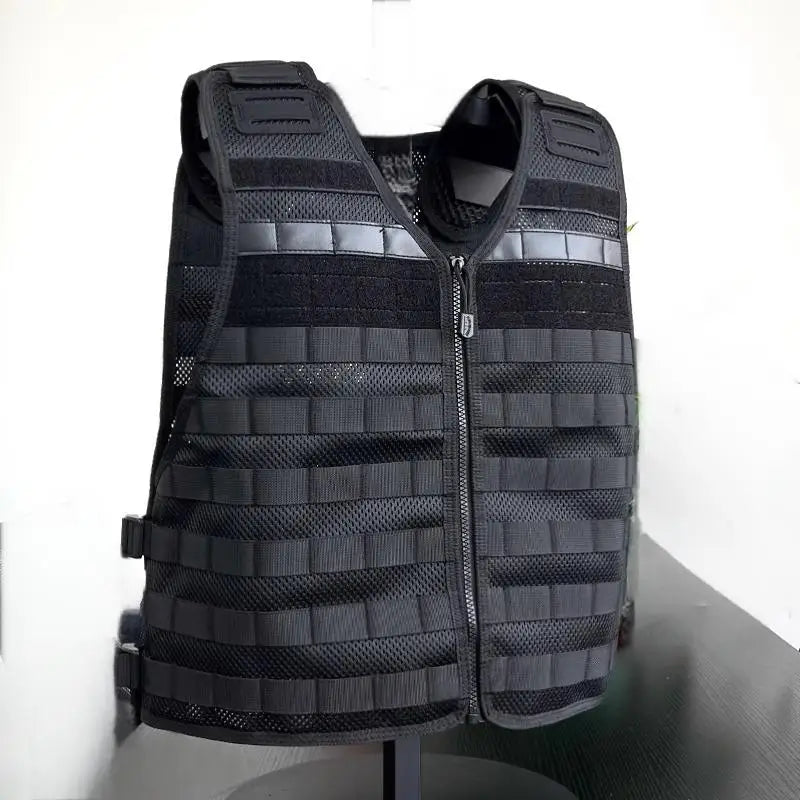 Gilet Tactique Respirant Mesh MOLLE – Détachable Rapide, Protection Complète | Airsoft, Sécurité, Patrouille | Homme