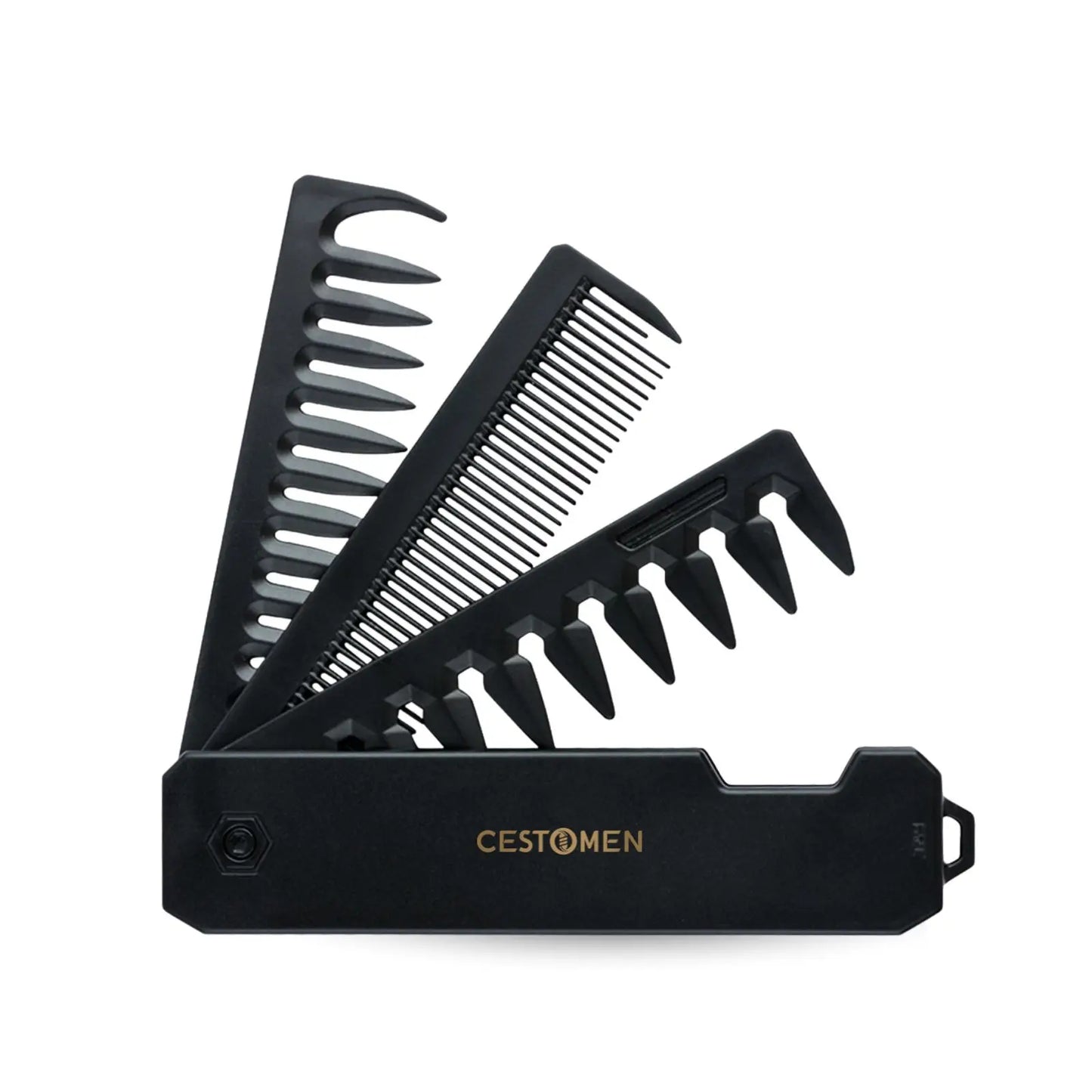Peigne Pliable 2/3-en-1 Unisexe – Dents Larges & Denses, Barbe & Coiffure, Antistatique