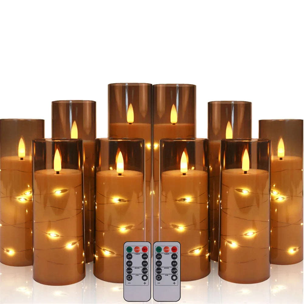 Set de 10/20 Bougies Sans Flamme avec Lumières LED en Fil de Câble et Télécommande - Bougies Pilier à Minuterie pour Décoration Intérieure - BLACKBEARD OUTDOOR INDUSTRIES