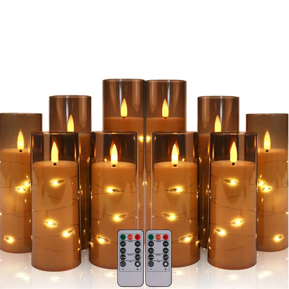 Set de 10/20 Bougies Sans Flamme avec Lumières LED en Fil de Câble et Télécommande - Bougies Pilier à Minuterie pour Décoration Intérieure - BLACKBEARD OUTDOOR INDUSTRIES