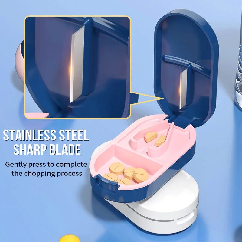 Coupe-Comprimés Portable avec Boîte de Rangement - Lame Inox, Réglable