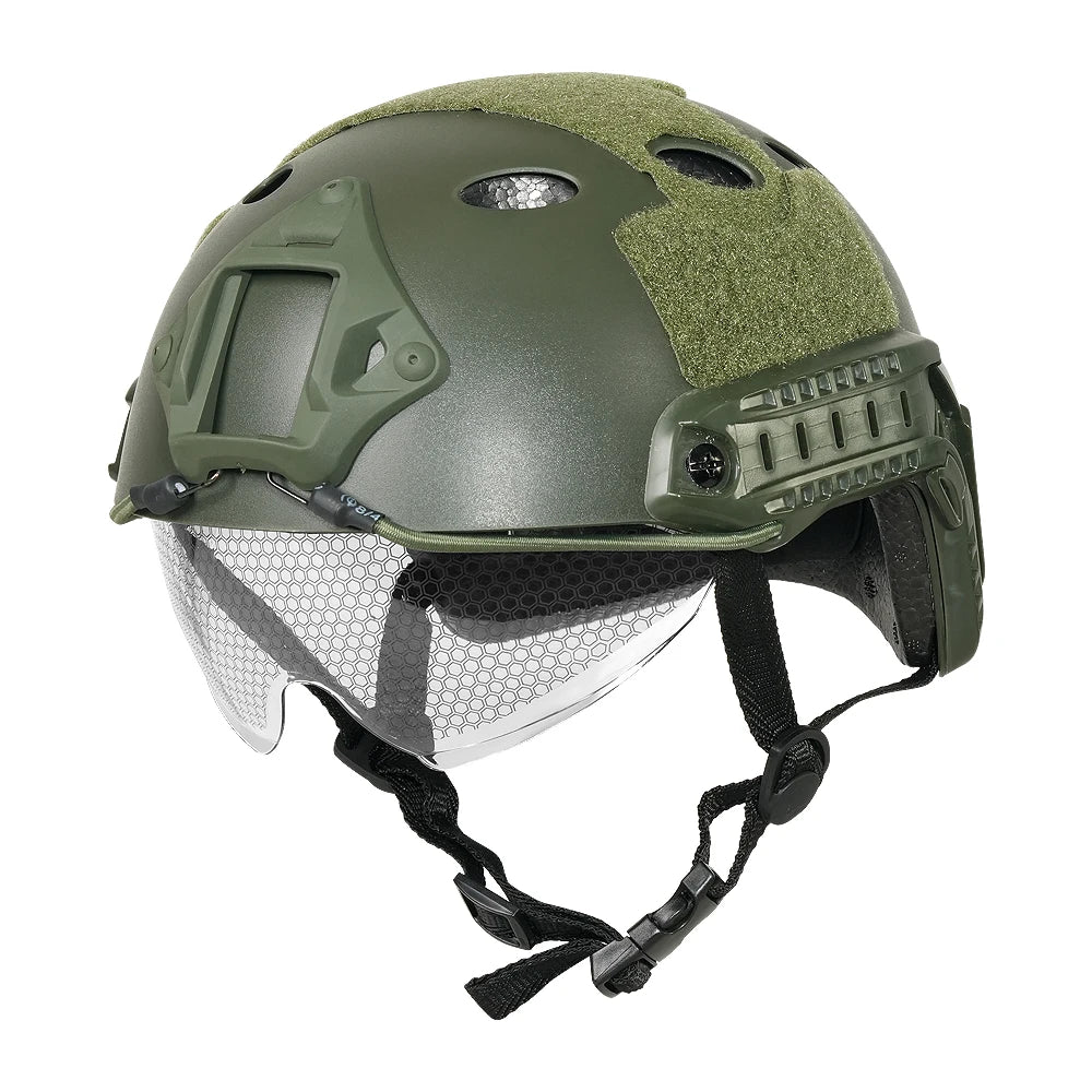 Casque Tactique Fast PJ Airsoft avec Lunettes – Protection Tête ABS CS Tir Outdoor - BLACKBEARD OUTDOOR INDUSTRIES