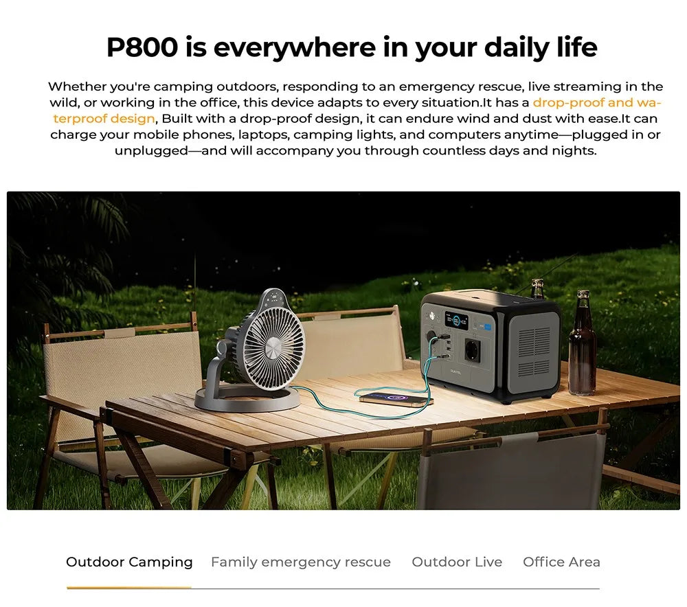 OUKITEL P800 Portable Power Station, 512Wh 800W LiFePO4 Backup Battery with AC + DC Fast Charging Solar Generator for Outdoor BLACKBEARD OUTDOOR INDUSTRIES