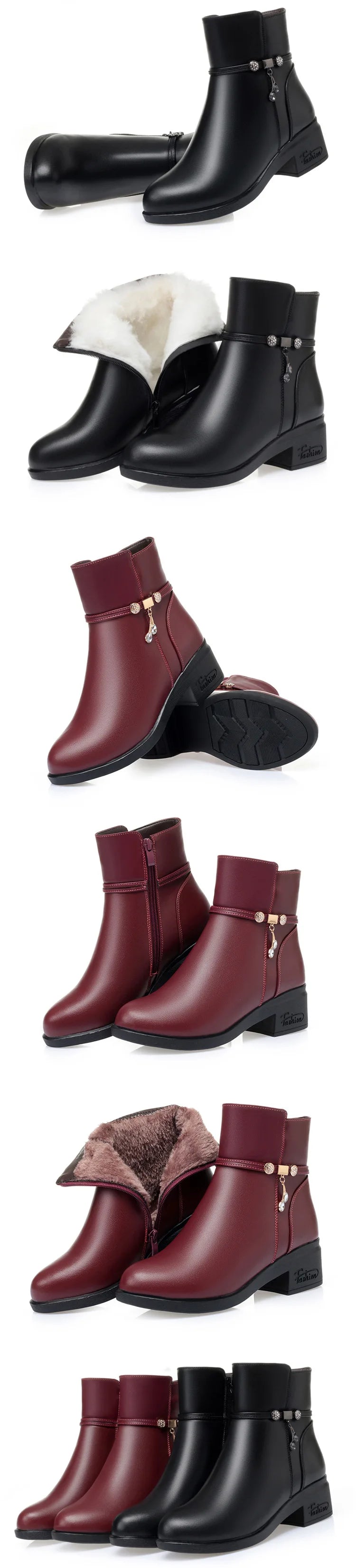 Bottines Femme en Cuir Véritable – Chaudes & Élégantes – Hiver | WOIZGIC - BLACKBEARD OUTDOOR INDUSTRIES