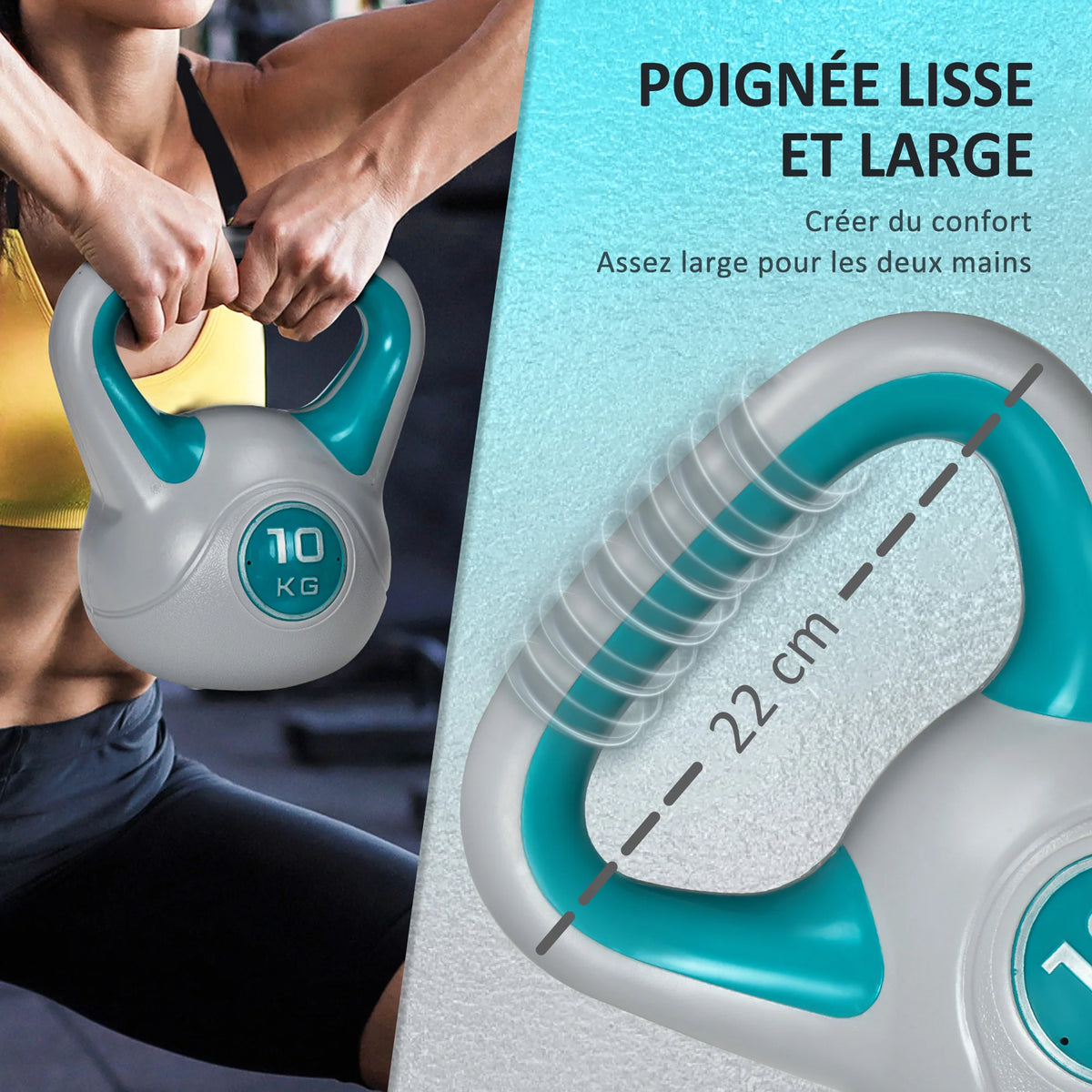 Kettlebell 10 kg avec poignée large – Musculation et fitness