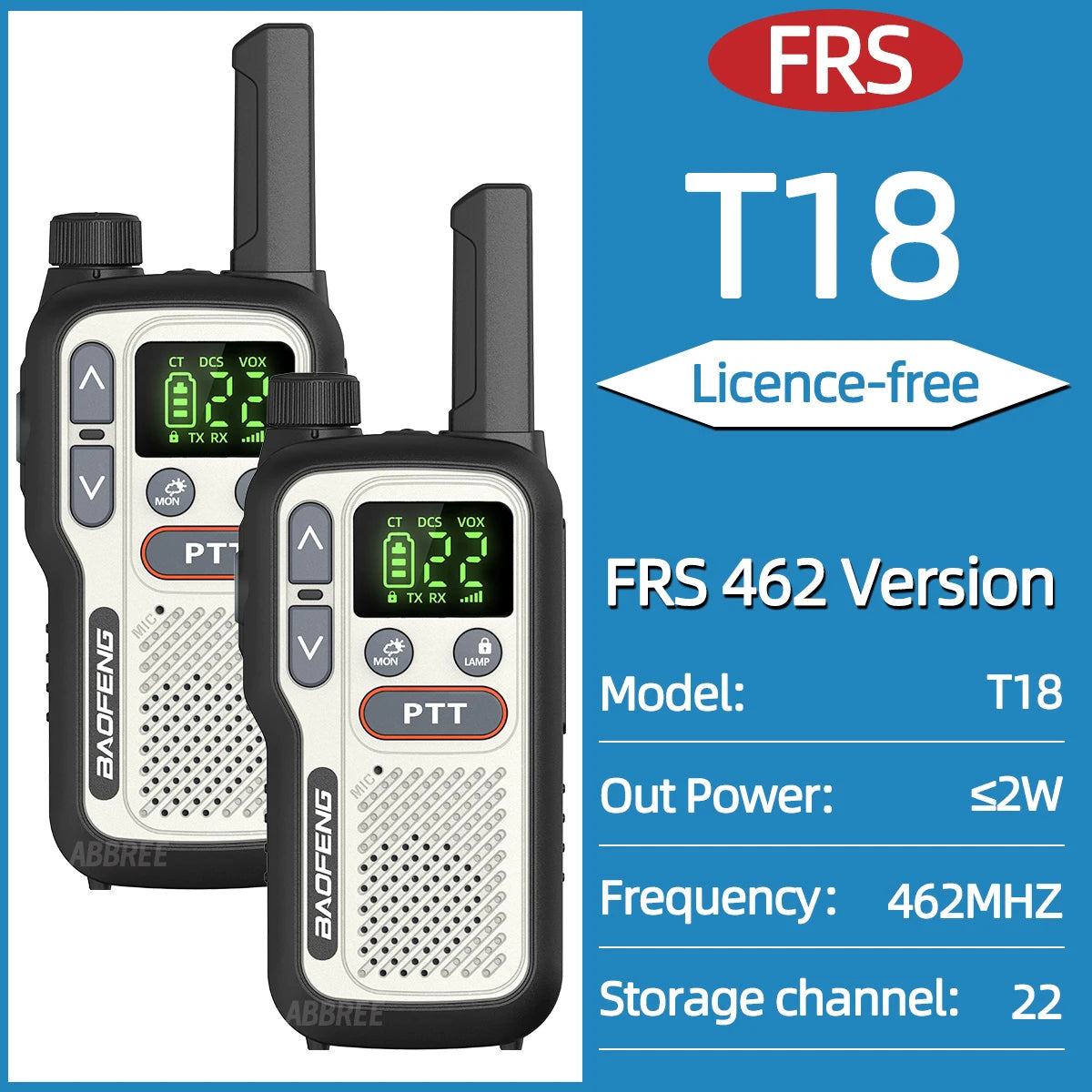 Pack 2 Talkies-Walkies PMR/FRS Sans Licence – Double PTT, VOX, USB-C, Alerte Météo