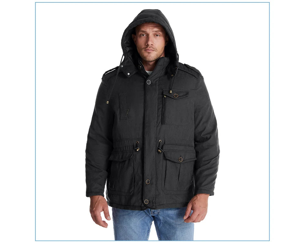 Veste d’Hiver Chaude Homme – DIMUSI Veste Tactique Épaissie | Polaire Doublée | Multi-poches | Coupe-Vent | Capuche | Mode & Outdoor - BLACKBEARD OUTDOOR INDUSTRIES