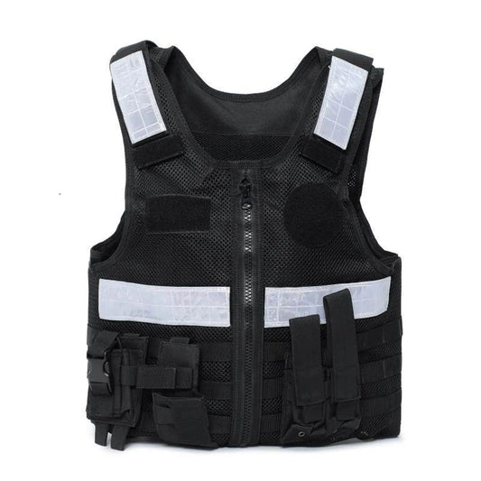 Gilet Tactique Duty Mesh Respirant 4 Saisons – Gilet de Patrouille et d'Intervention pour Agents de Securite, Formation et Surveillance Terrain (Noir / Jaune)