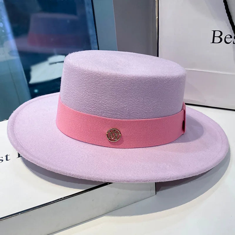 Chapeau fedora femme à bord plat et ruban