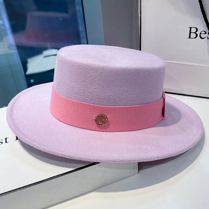 Chapeau fedora femme à bord plat et ruban
