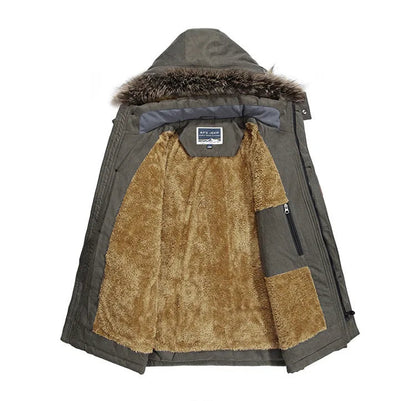 Parka Longue Homme à Capuche Fourrure Amovible – Manteau d'Hiver Chaud Multi-Poches