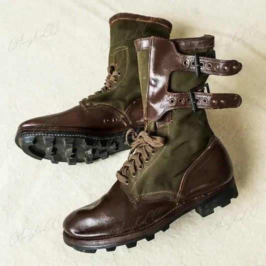 Rangers Militaires Style Armée – Bottes Tactiques Cuir PU Lacets Outdoor Unisexe