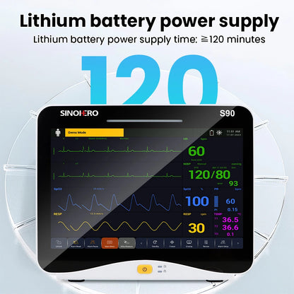 Moniteur Patient Multiparamétrique 12.1" Sinohero S90C – ECG, SpO2, NIBP, RESP, TEMP, IBP, EtCO2