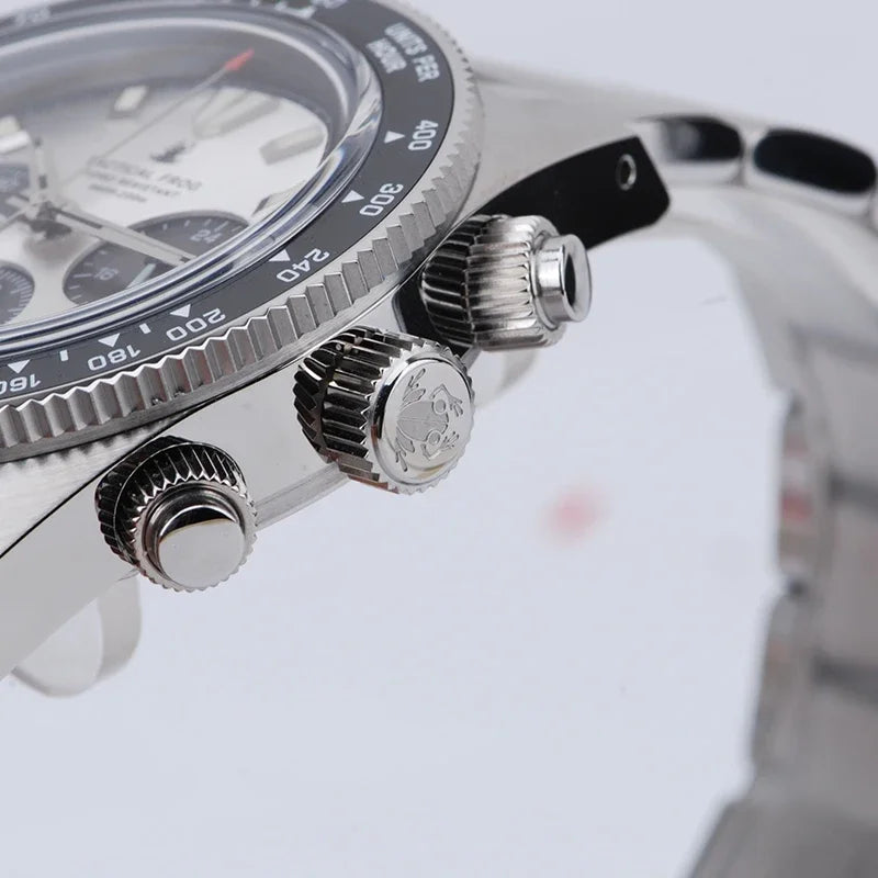 Montre Homme Tactical Frog TF004 – Chronographe Solaire VS75 – Étanche 200M – Verre Saphir – Bracelet Acier Inoxydable - BLACKBEARD OUTDOOR INDUSTRIES