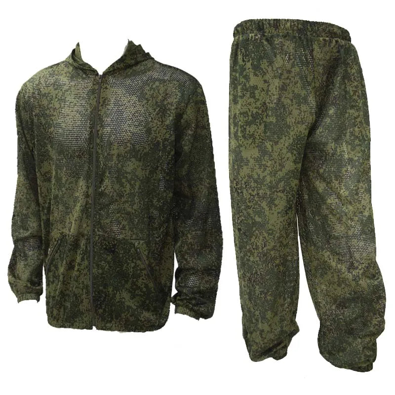 Combinaison Camouflage Mesh AUKUPKEE – Veste Capuche + Pantalon, Anti-Moustiques, Chasse Airsoft