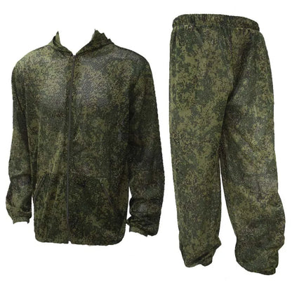 Combinaison Camouflage Mesh AUKUPKEE – Veste Capuche + Pantalon, Anti-Moustiques, Chasse Airsoft