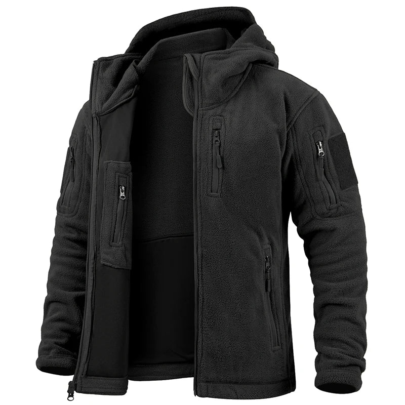 Veste Polaire Tactique Homme Hiver – Fermeture Complète, Capuche, Multi-Poches | Randonnée Chasse - BLACKBEARD OUTDOOR INDUSTRIES