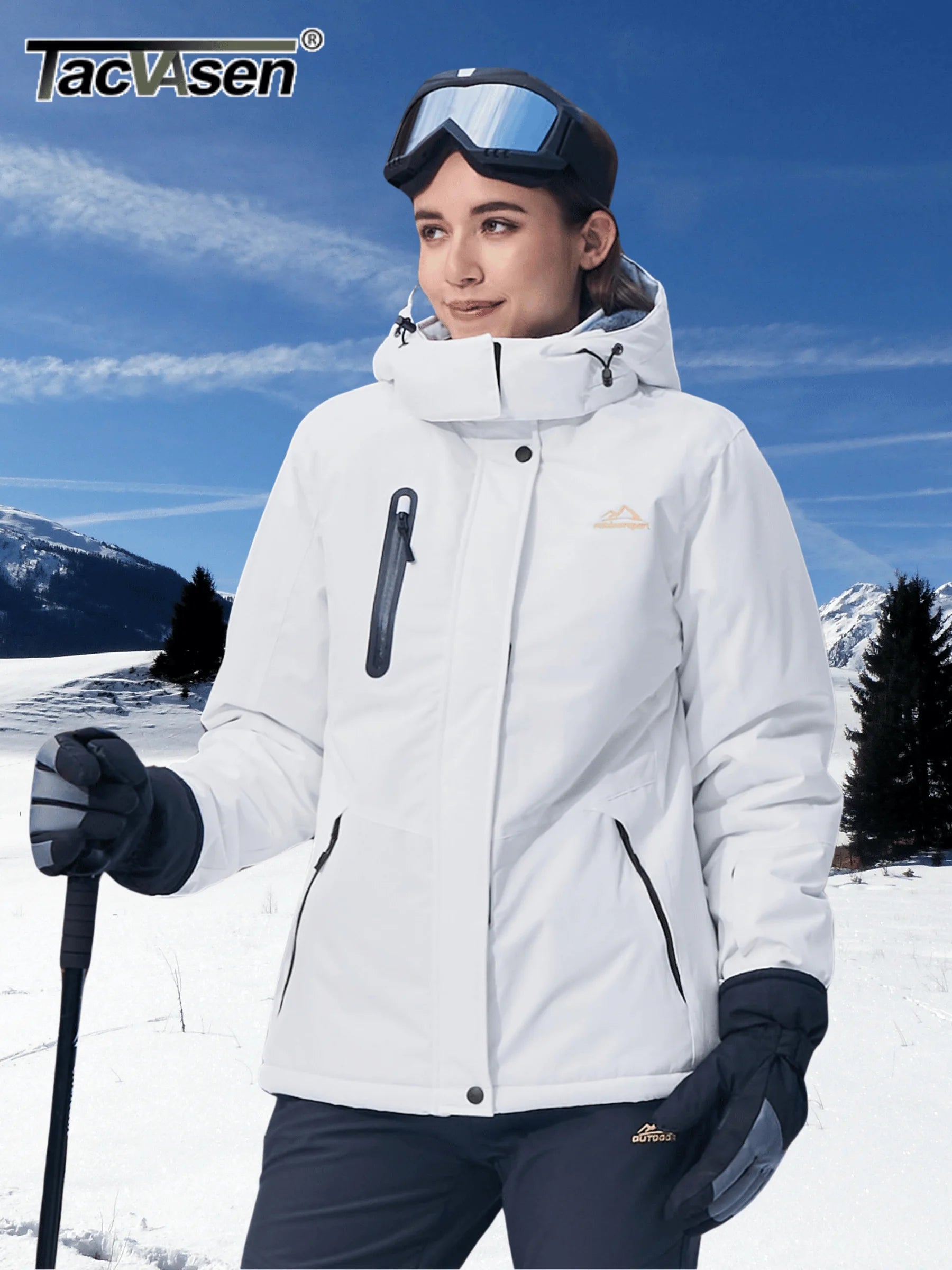 Veste Parka Hivernale TACVASEN pour Femme – Manteau à Capuche en Polaire, Imperméable et Coupe-Vent avec 5 Poches Zippées pour Ski et Snowboard - BLACKBEARD OUTDOOR INDUSTRIES