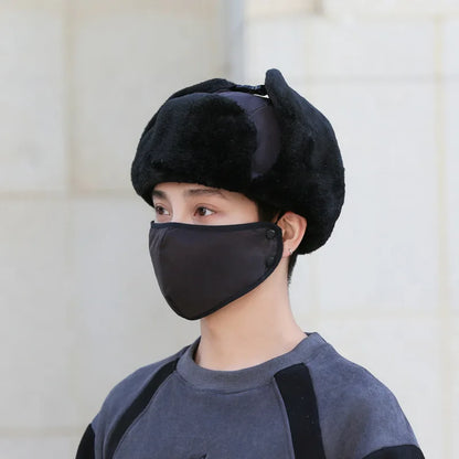 Chapka Ushanka Hiver avec Oreillettes et Cache-Visage - Unisexe