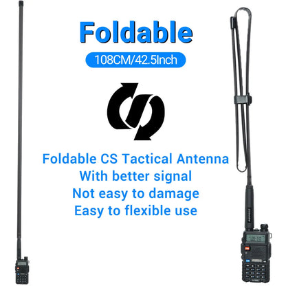 Antenne Tactique Pliable ABBREE AR-152A SMA-Female – VHF/UHF 144/430MHz – Pour Radios Baofeng / UV-5R / UV-82 / UV-13 PRO / Quansheng K5 - BLACKBEARD OUTDOOR INDUSTRIES