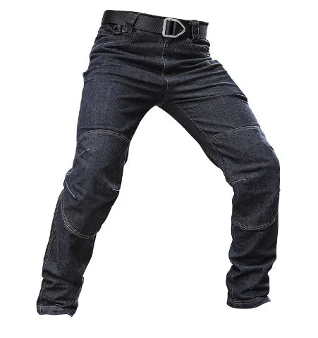 Jean Tactique Stretch Homme – Multi-Poches, Genoux Renforcés, Coupe Cargo