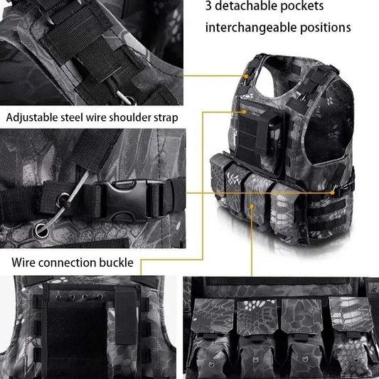 Gilet tactique AUKUPKEE MOLLE ajustable pour la sécurité, le combat, la chasse, et l'entraînement airsoft - BLACKBEARD OUTDOOR INDUSTRIES