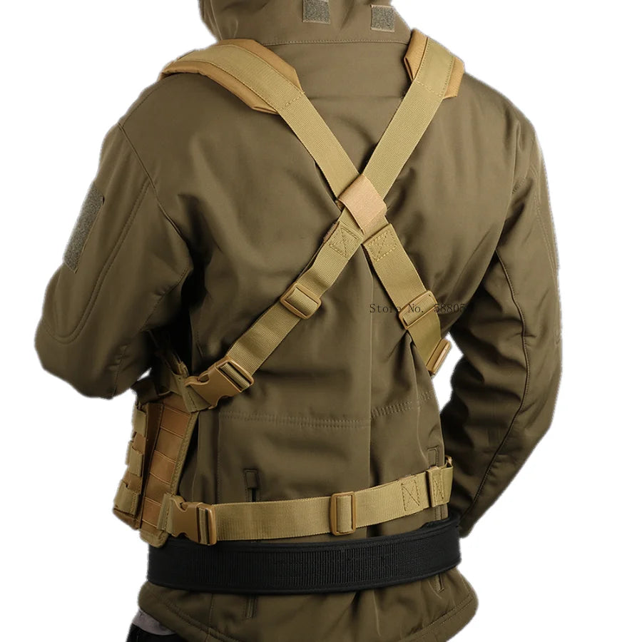 Gilet tactique chest rig avec porte-chargeurs type AK et M4, MOLLE, dégagement rapide