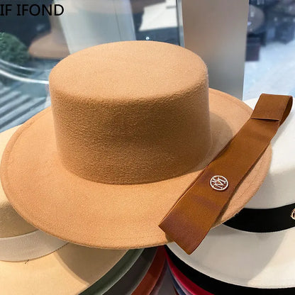Chapeau fedora femme à bord plat et ruban
