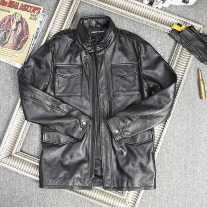 Blouson Homme M65 en Cuir Véritable - BLACKBEARD OUTDOOR INDUSTRIES