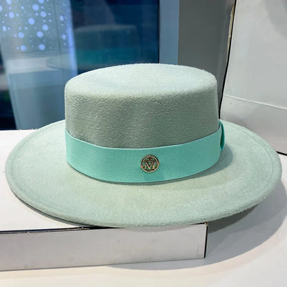 Chapeau fedora femme à bord plat et ruban