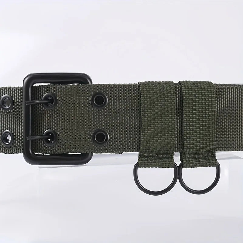 Ceinture Tactique Coton Double Trous – Homme, Outdoor, 110 à 140 cm