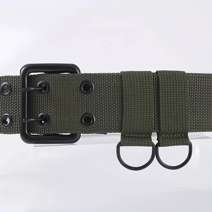 Ceinture Tactique Coton Double Trous – Homme, Outdoor, 110 à 140 cm