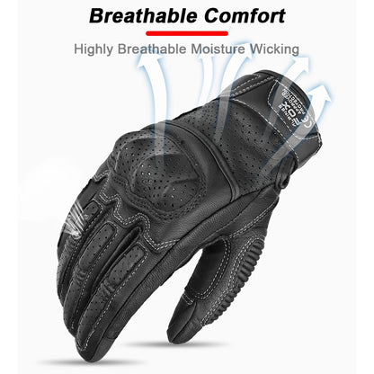 Gants Moto Cuir Rétro Homme Femme – Homologués CE, Écran Tactile, Taille M à XXL