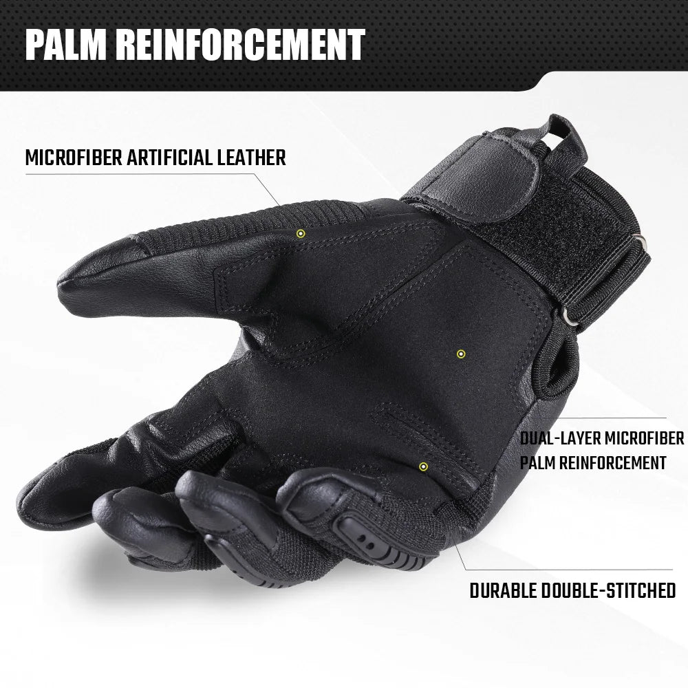 Gants Tactiques Plein Doigt JIUSUYI – Coque Caoutchouc Tactile Airsoft moto Combat