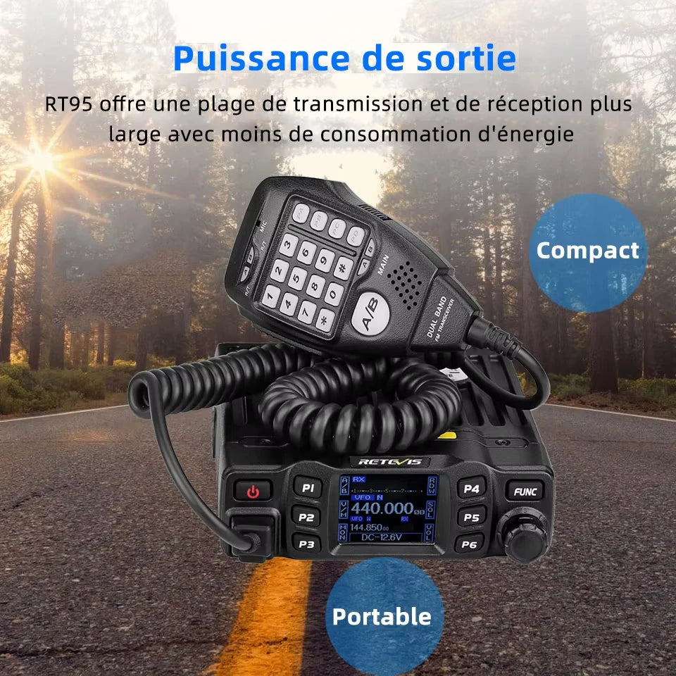 Retevis RT95 – Radio Mobile Bi-Bande VHF/UHF 25W | Transceiver Voiture, Camping, Base Station - BLACKBEARD OUTDOOR INDUSTRIES