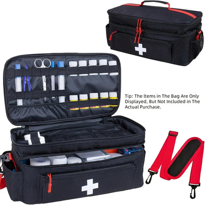 Sac Médical Grande Capacité – Trousse de Secours Portable Double Compartiment, Poche Frontale, Multi-port