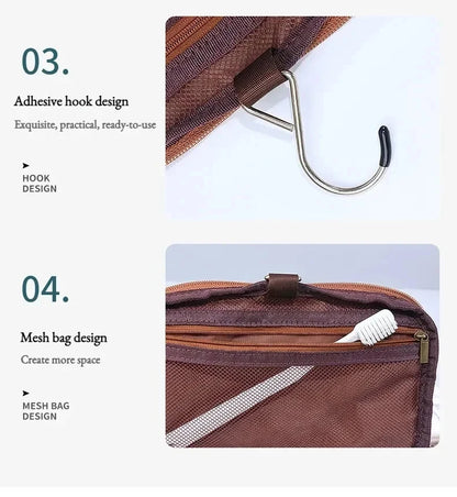 Trousse de Toilette en Cuir PU ou Toile – Grande Capacité & Accroche Murale | Unisexe, Idéale pour les Voyages - BLACKBEARD OUTDOOR INDUSTRIES