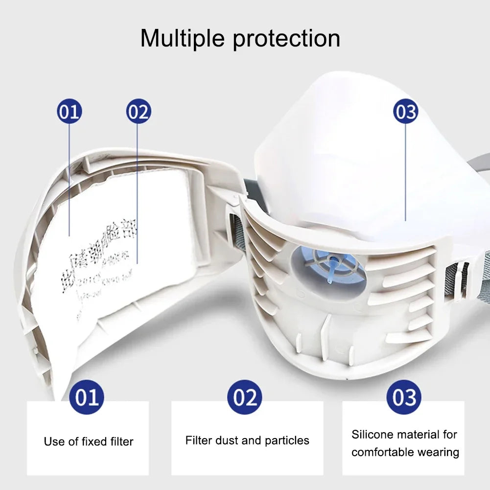 Masque Anti-Poussière avec 20 Filtres en Coton - Respirateur Demi-Visère pour Protection Contre la Poussière, Brouillard, Fumée et Gaz - Idéal pour l'Industrie, la Construction et le Travail Général BLACKBEARD OUTDOOR INDUSTRIES