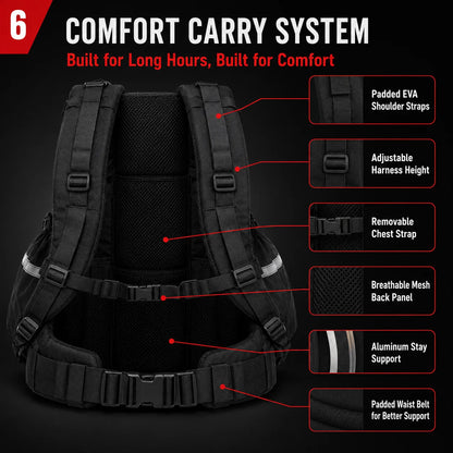 Sac à dos outdoor 35 L noir extensible à poches multiples