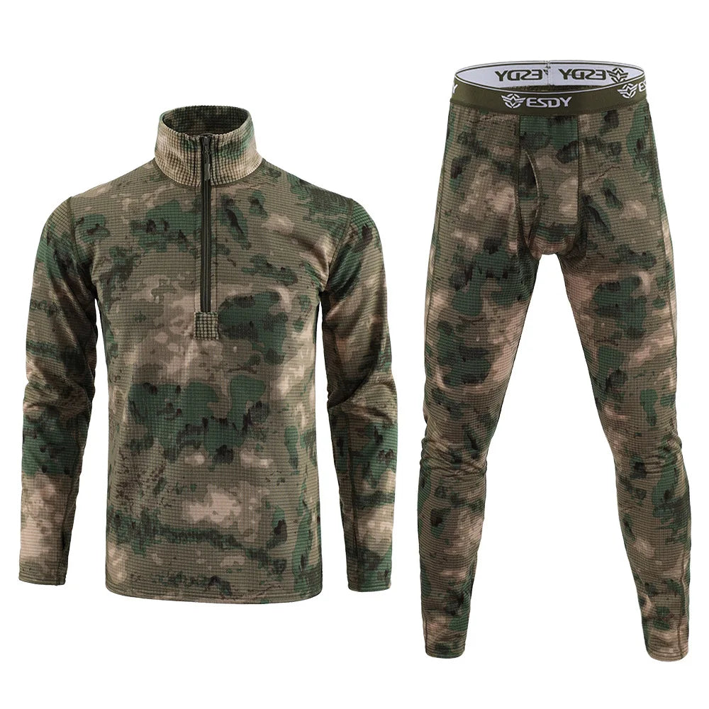 Ensemble Sous-Vêtement Thermique Homme – Polaire Compressif Séchage Rapide Style Militaire