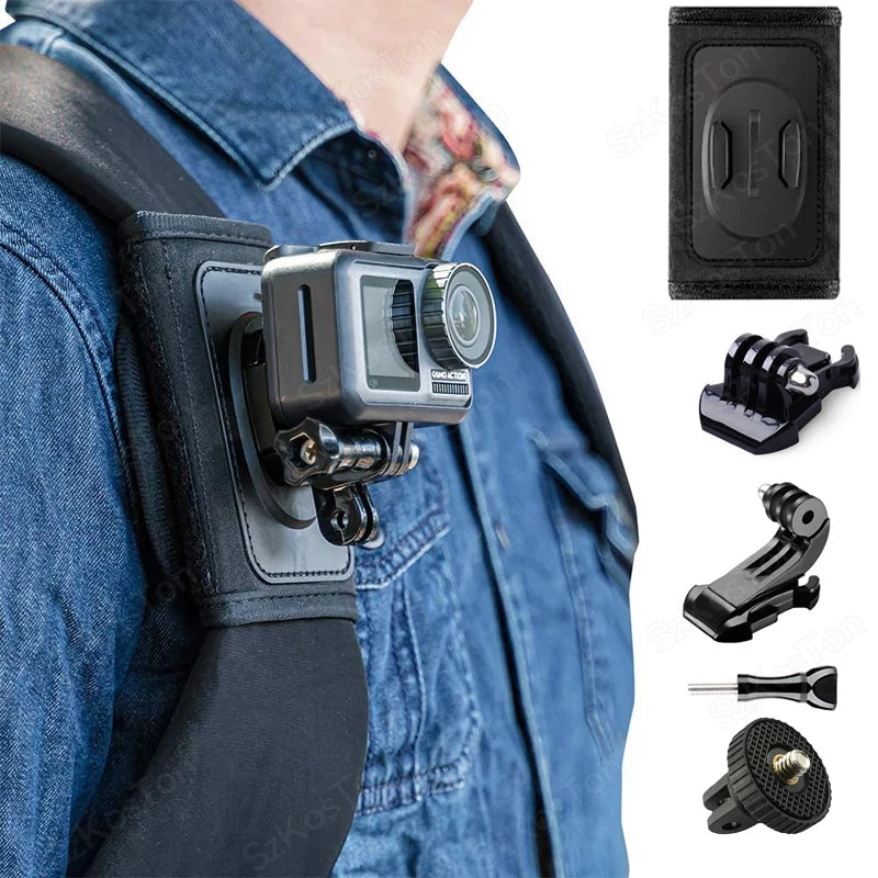 Support de Caméra 360° pour Bandoulière de Sac à Dos - Fixation pour GoPro, DJI Action, Insta360 et Plus BLACKBEARD OUTDOOR INDUSTRIES