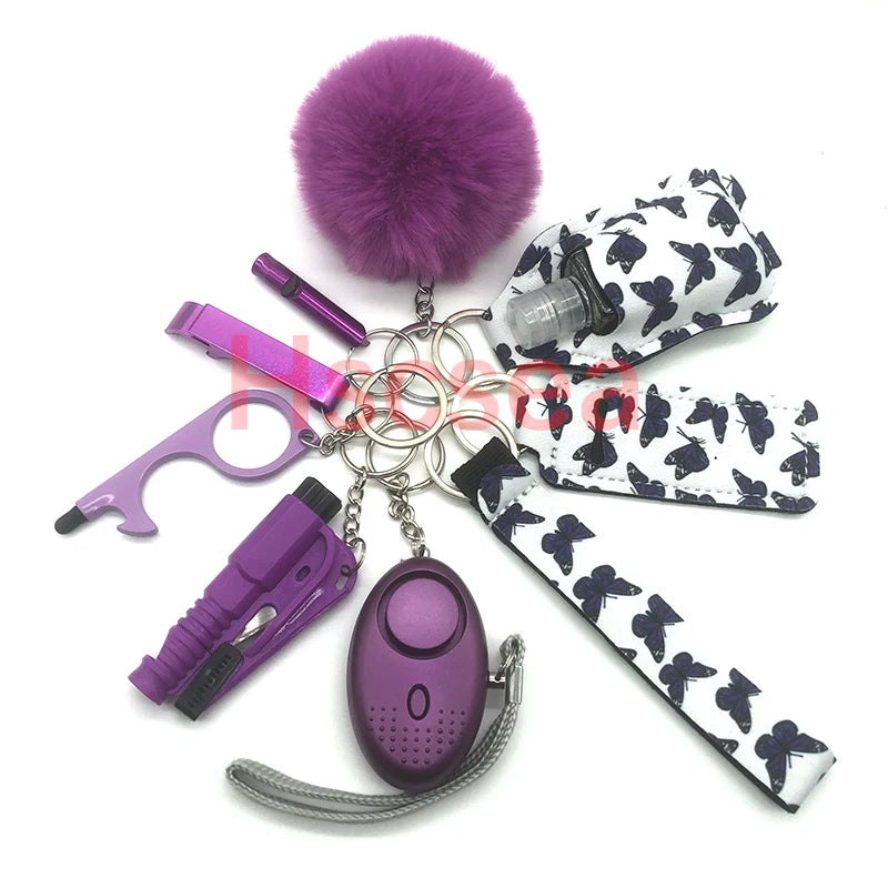 Kit porte-clés de sécurité femme 10 pièces avec dragonne