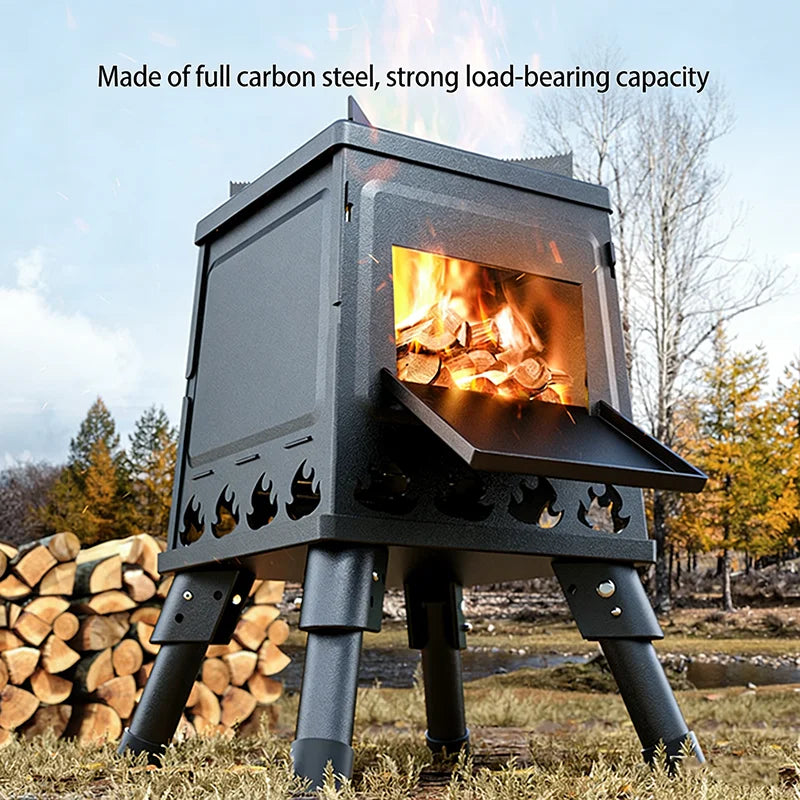 Poêle à Bois Pliant Vacclo – Acier Carbone, Multicarburant, Sac de Transport Inclus, Camping Randonnée