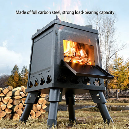 Poêle à Bois Pliant Vacclo – Acier Carbone, Multicarburant, Sac de Transport Inclus, Camping Randonnée