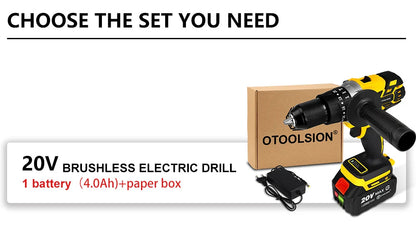 OToolsion 20V 13MM Perceuse sans fil à moteur Brushless – Visseuse à impact pour béton BLACKBEARD OUTDOOR INDUSTRIES