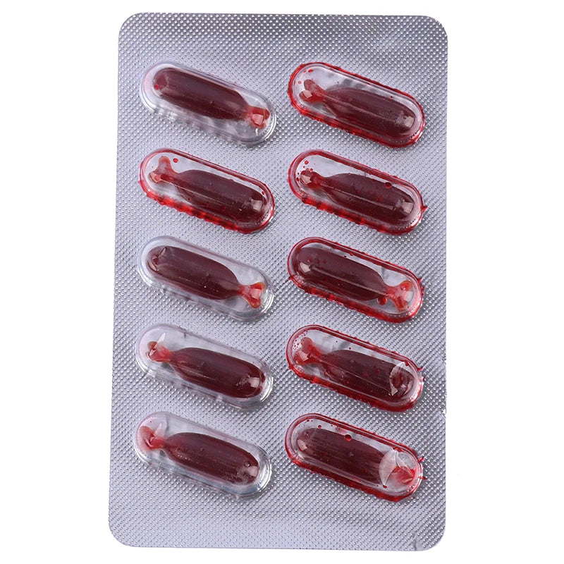 Capsules Faux Sang x10 – Halloween, Cosplay & Simulation Médicale | Comestibles